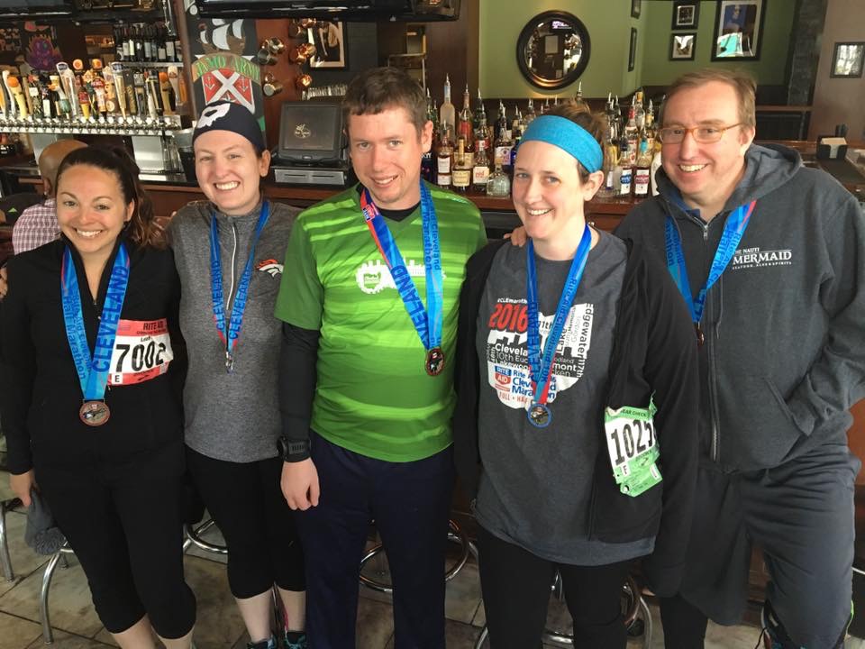 posing with friends after the race