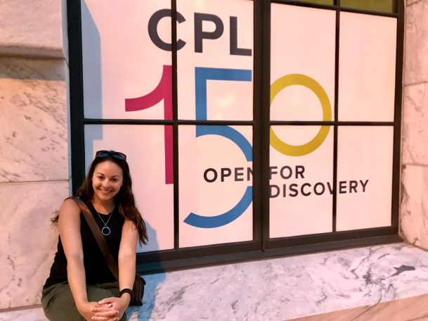 Leah in front of CPL 150  sign